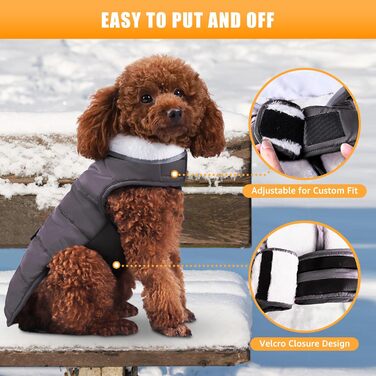 iBuddy Зимовий теплий водонепроникний жилет для собак, для великих собак, дівчаток та хлопчиків (Сірий, Medium)