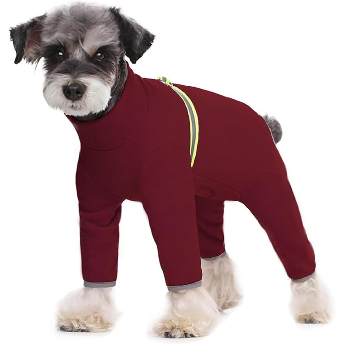 Тепла флісова куртка для собак, зимовий одяг для цуценят, тепла флісова куртка з D-кільцем, для собак маленьких та середніх розмірів, розмір M, (XS - довжина спини 21см/8.2 дюйми, червона)