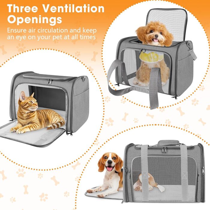 Транспортна сумка для кота та собаки, 45x30x30 см. Зручна переноска для кота та середнього собаки, складана та дихаюча, для подорожей на авто