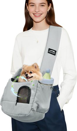 Транспортувальна сумка для собак та котів, до 3,2 кг, дихаюча, з кишенями, сірого кольору
