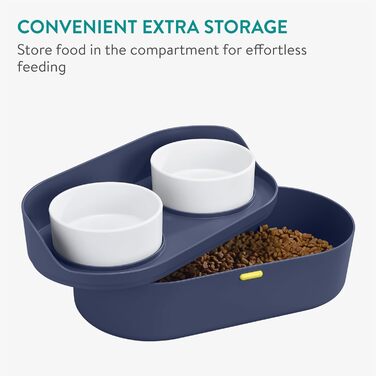 Набір мисок для собак Navaris (2 шт) - піднята годівниця для собак, блакитний колір