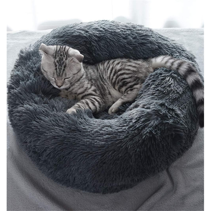 Ліжко для собак XL, 80 см, чорне: м'яке, кругле, для котів та собак, зручне для сну та відпочинку