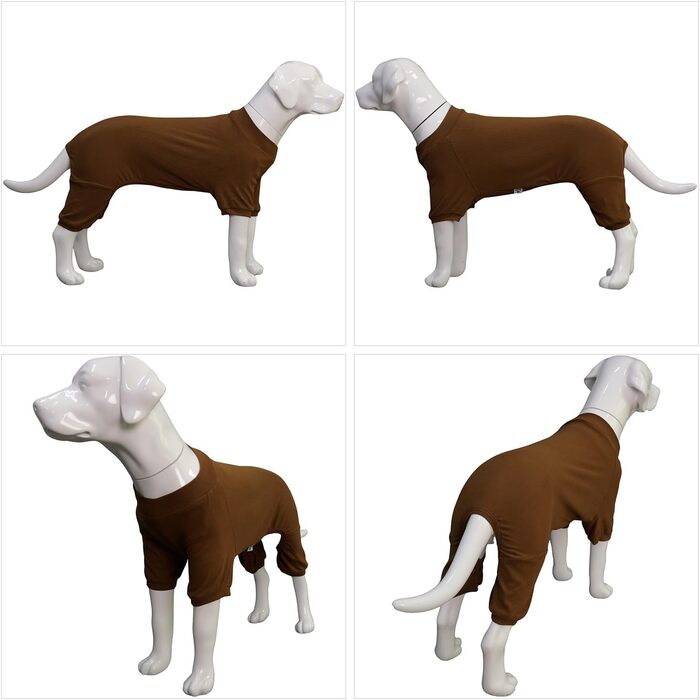 Піжама для собак Lovelonglong, бавовна, в'язана, 4 лапи, для всіх сезонів, теплий боді для собак великих, середніх та маленьких порід, колір кава, розмір L