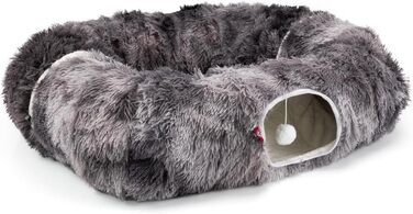 Преміум тунель для котів CUBI від CanadianCat Company: XXL з місцем для сну та м'яким лежанком, підходить для великих котів, темно-сірий, 100 x 80 x 26 см