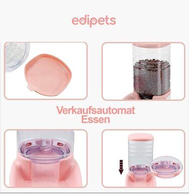 Автоматичний годівниця для котів та собак Edipets, 2 контейнери, 3.8L, рожевий