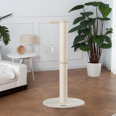 Дім Делюкс - Дряпка для котів NEVA, бежева, 101 x 49 x 49 см, поліестер, сизаль, MDF