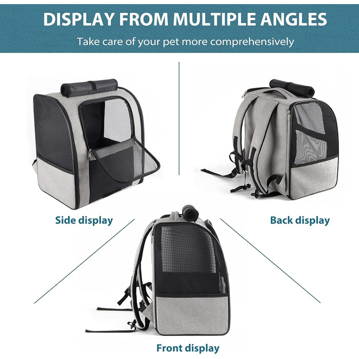 Рюкзак для собак та котів PETCUTE: зручний та дихаючий, сірий колір