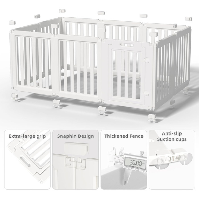 LoveTail Прозорий вольєр для собак з дверцятами, легкий у чищенні та встановленні, переносне огородження для цуценят для дому та саду (Білий, 77 см у висоту, 30,5 см)