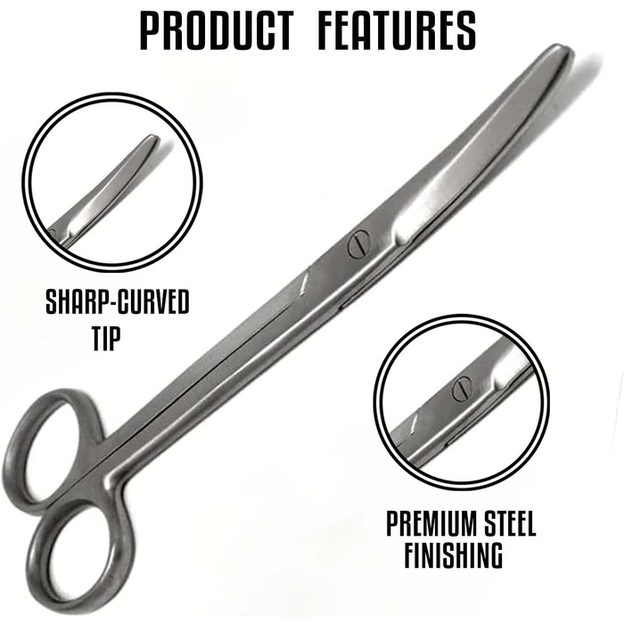 Хірургічні ножиці для перев'язки - 17 см, вигнуті, тупі кінці, з нержавіючої сталі (Mayo)