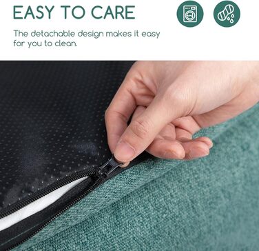 Ортопедичне собаче ліжко Hollypet для середніх собак, зелене, 81.3 x 61.3 x 32 x 24 см. Знімний, водонепроникний, миючий чохол та антиковзаюча підкладка.