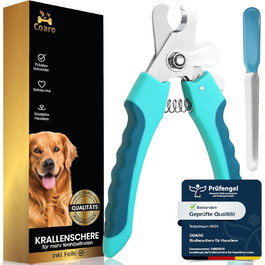 Ножиці для стрижки кігтів собак та котів COARO з захистом від травм - з фіксатором та професійною пилочкою, нержавіюча сталь