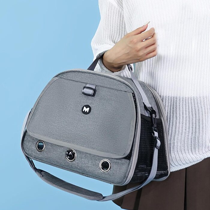 Клітка для папуг – переноска для маленьких тварин | Переноска для птахів з жердкою | Сумка для папуг | Дихаюча переноска на блискавці | Універсальна переноска для тварин сірого кольору