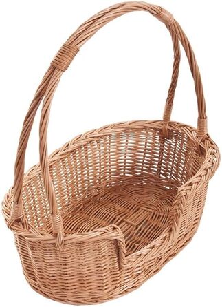 Корзина для тварин Weidentierkorb з прутької, переноска для кота з ручкою, лежанка для собаки з подушкою