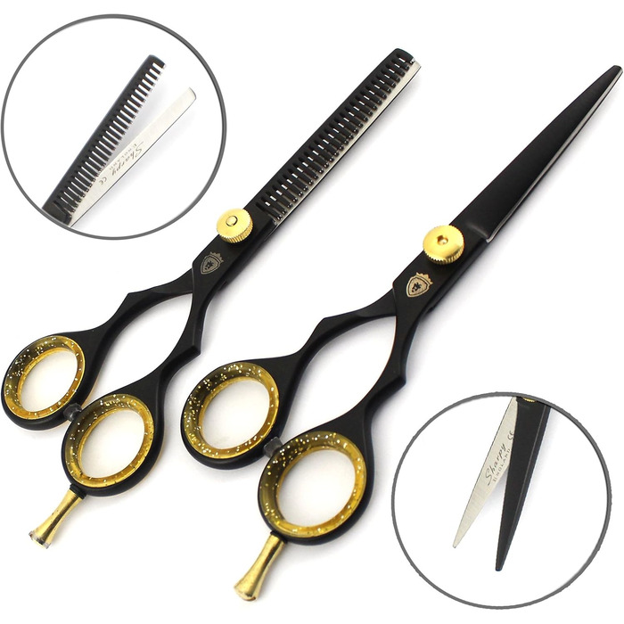 SHARPY Професійний набір для стрижки волосся, 2 шт., ножиці для філірування, 14 см, з бритвою, ручна робота з японської сталі J2, подарункова коробка