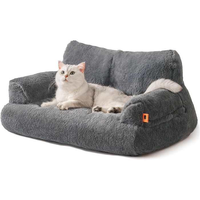 М'яке ліжко для котів та собак MEWOOFUN, зручне диван-ліжко, сіре, 66x48x33 см