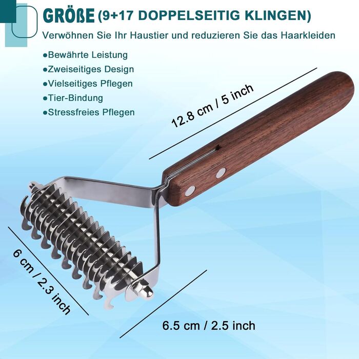 Трімстригуч Coat King для собак та котів - щітка для видалення підшерстка з 14 лезами (S:184*62mm)