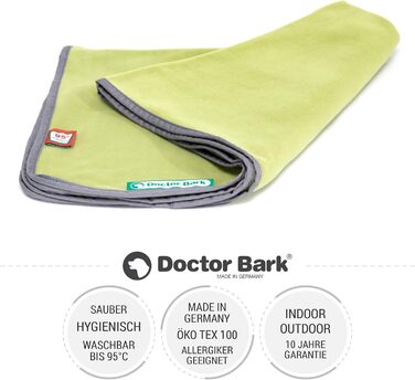 М'яка флісова ковдра для собак Doctor Bark, 100x70 см, зелений колір, Made in Germany. Можна прати до 95°C. Гігієнічна, тепла та зручна ковдра для собак на диван або в ліжечко.