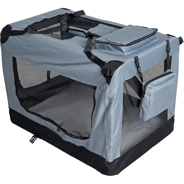 ESTEXO Клітка для собак, переноска для котів, дорожня переноска XXL сірого кольору