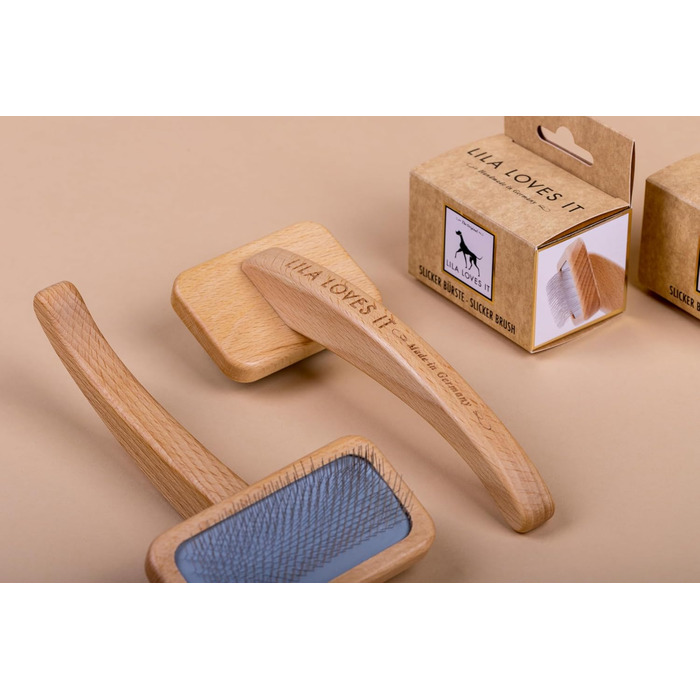 Щітка для шерсті собак Lila Loves It Small - з металевими зубцями, для собак, веганська, з бука