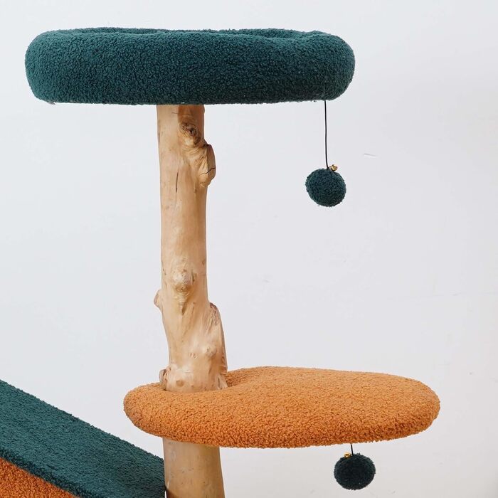 Котячий будиночок з дерева з штучним хутром Fudajo, 114 см, з кульками для ігор