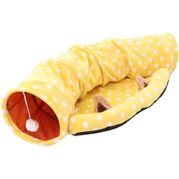 Туннель-ліжко для котів Tubayia, жовтий - іграшка-лежанка для домашніх тварин