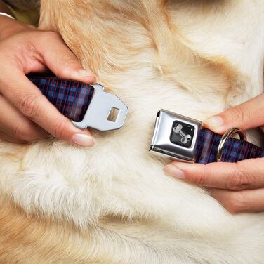 Комір для собак Buckle-Down Buffalo Plaid, абстрактний біло-чорно-бірюзовий, із кісточкою, малий розмір 22,9–38,1 см