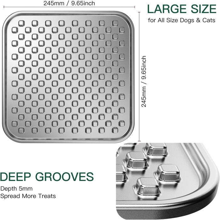 Лежак-міска для собак та котів з нержавіючої сталі, Slow Feeder, зменшує тривожність, антиковзаюча основа, для сирого харчування, миється в посудомийній машині [Великий - 1 шт.]