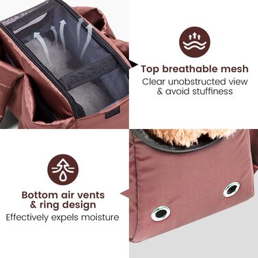 Транспортувальна сумка для собак та котів, м'яка сумка-переноска для цуценят та малих собак, складана легка переноска з 4 великими кишенями для тварин до 7 кг, для подорожей та прогулянок, колір карамель