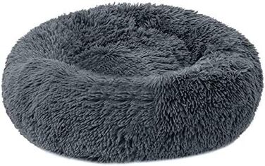 Кругле ліжко для собак та котів Aldenhoven Goods, плюш, 60 см, темно-сірий