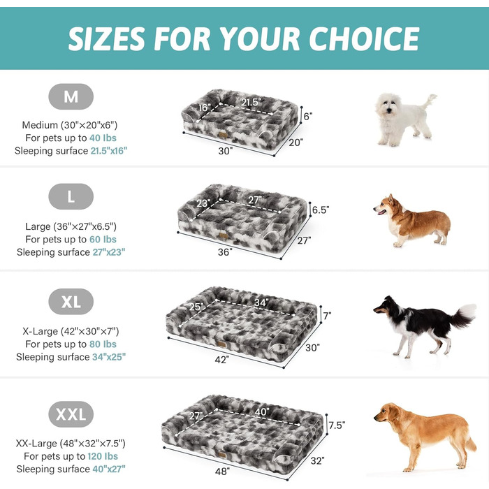 Ортопедичне ліжко для собак великих порід з штучного хутра, U-подібне, розмір L, водонепроникний чохол, м'яке, тепле, миється, антиковзаюче