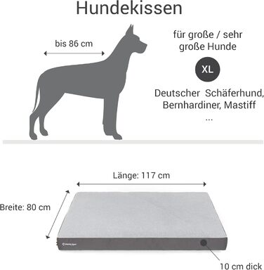 М'який лежак для собак Doctor Bark великих порід, 117x80 см, сірий, GreenLabel (XL, миючий)