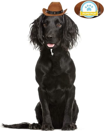 Капелюх ковбойський для собак та котів POPETPOP – веселі святкові капелюхи для домашніх тварин, аксесуари для костюмів на Хелловін та Різдво (колір кавовий)