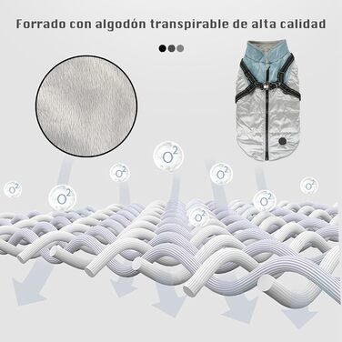 Водонепроникна куртка для собак, тепла куртка для собак з кільцем для повідка - (Срібло/Блакитний, 3XL)
