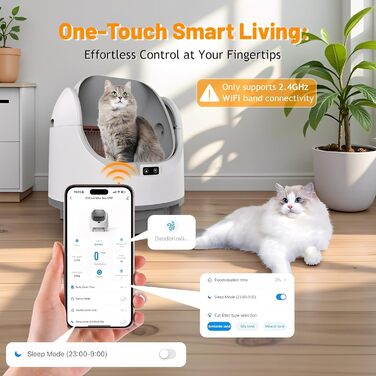 Автоматичний лоток для котів Katzenklo Selbstreinigend XXL 65L з керуванням через додаток, для 2+ котів, без запаху, з ситом