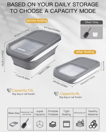 Контейнер для корму для собак Zawaer, 5 кг, з кришкою та ложкою для годування