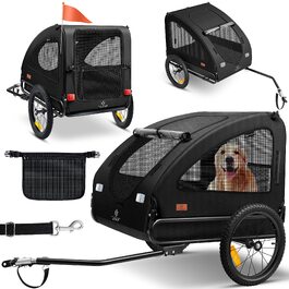 Причіп для собак KESSER Boxer 2-in-1: собачий візок та велосипедний причіп, об'єм 250 л, до 45 кг, чорний, тканина 600D Oxford, складаний