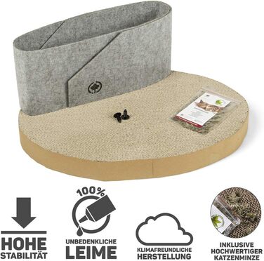 Кігтеточка-ліжко Owen XL сірого кольору з багатоярусною поверхнею для котів, 50 см