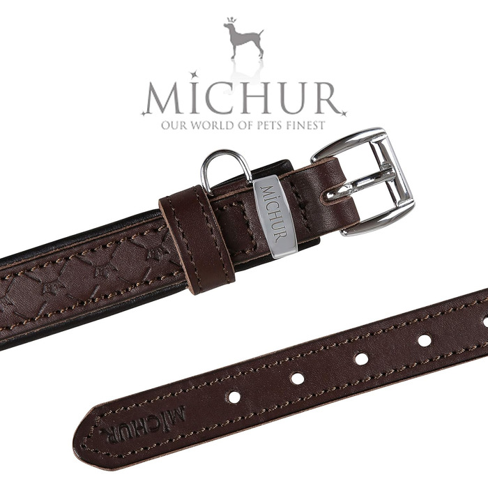 Шкіряний нашийник для собак MICHUR Design, коричневий, різні розміри