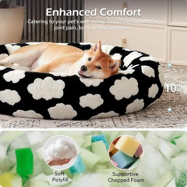 Кругле ортопедичне ліжко для собак JOEJOY Donut, чорний колір, розмір L (36x36x10 см)