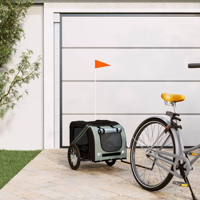 Причіп для велосипеда для собак, котів чорного та сірого кольорів, Oxford-тканина та метал