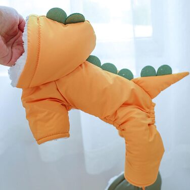 Зелений теплий костюм-перевдягання для собак у вигляді динозавра, XS