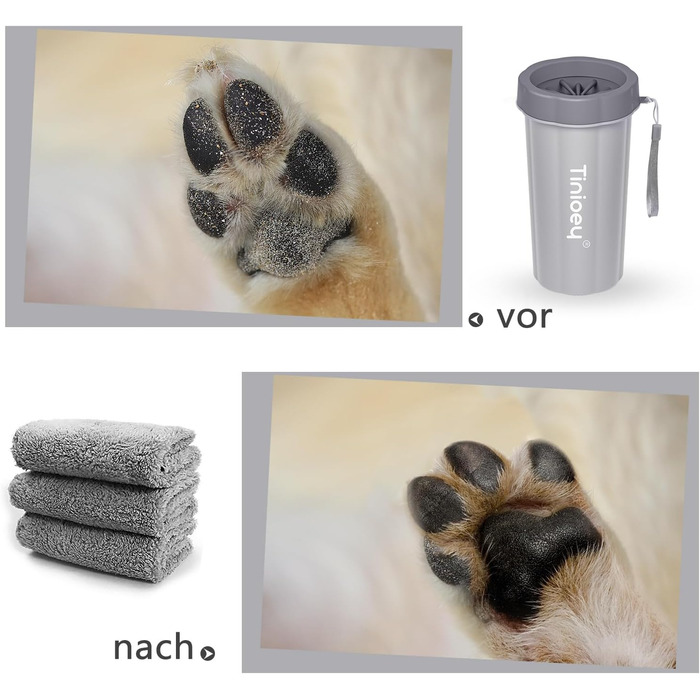 Очисник лап для собак | 3 рушники в комплекті | Очисник лап для собак | Аксесуари для собак середніх порід | Щітка для собак | Розмір M (Великий, Сірий)