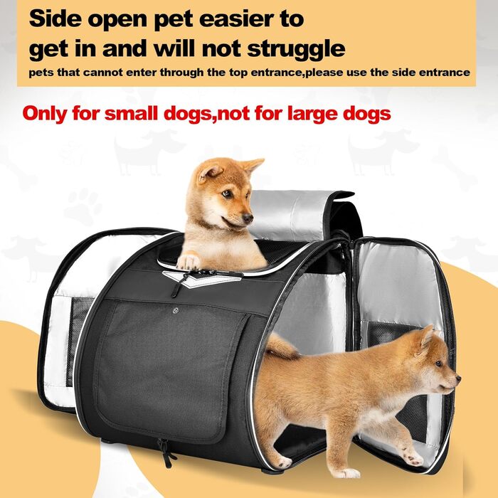 VENFOREST Кошик для собак на велосипед, складаний, рюкзак для тварин з ременем безпеки, водонепроникний, для котів, кошенят, цуценят, собак (Чорний)