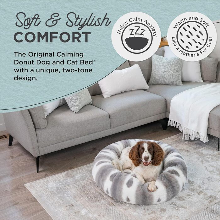 Крізь для собак Best Friends by Sheri, Доннат, з штучного хутра, заспокійливий, розмір S (58,4 x 58,4 см), колір: сірий, поліетиновий наповнювач