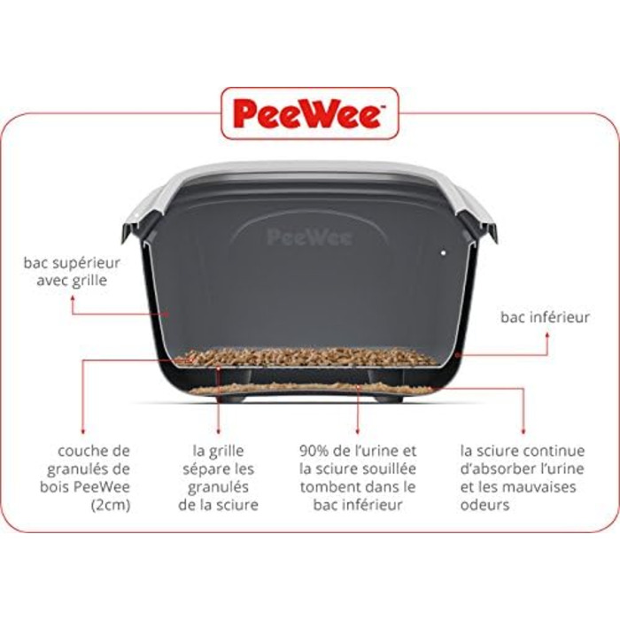 Туалет для котів PeeWee XXL EcoDome з кришкою, закритий котячий туалет з 3 кг деревних гранул, коричнево-слонової кістки