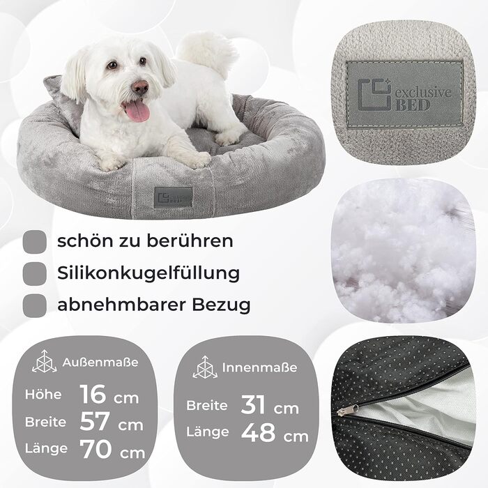 Килимок для собак Лілі, для маленьких собак - м'який лежак з Sorisso тканини, зносостійкий, міцний (M, світло-сірий)