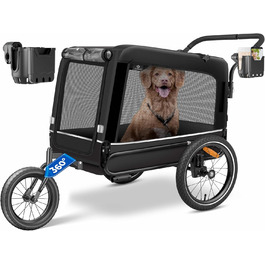 Велопричіп для собак KESSER Boxer 3в1, 240 л, до 40 кг, амортизований, 600D Оксфорд, з підстаканником