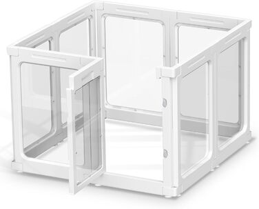 Акриловий вольєр для цуценят, 60 см, прозорий захист для собак, портативний міцний вольєр для собак маленьких та середніх порід, для використання в приміщенні та на вулиці, панелі білого кольору (8 шт.)