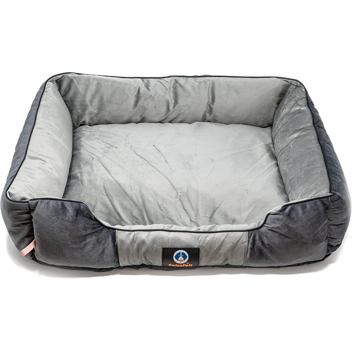 Розкішна собача лежанка з велюру з додатковим наповнювачем та блискавками (розмір M, сіра)