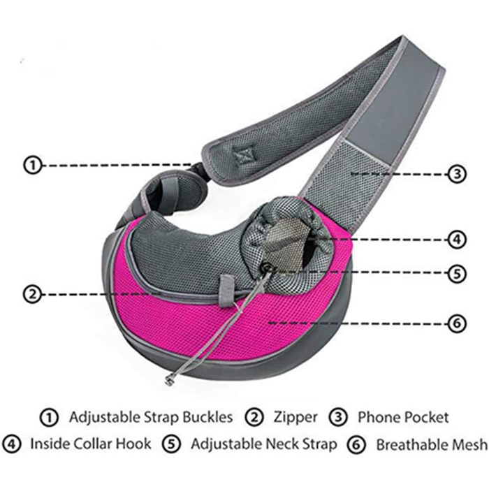 ЗHOVAEAL Сумка-переноска для собак і котів, рожева (до 4,1 кг)